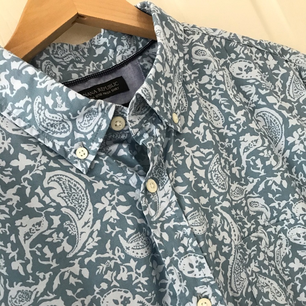 Patterned Blue Button Down - image 4